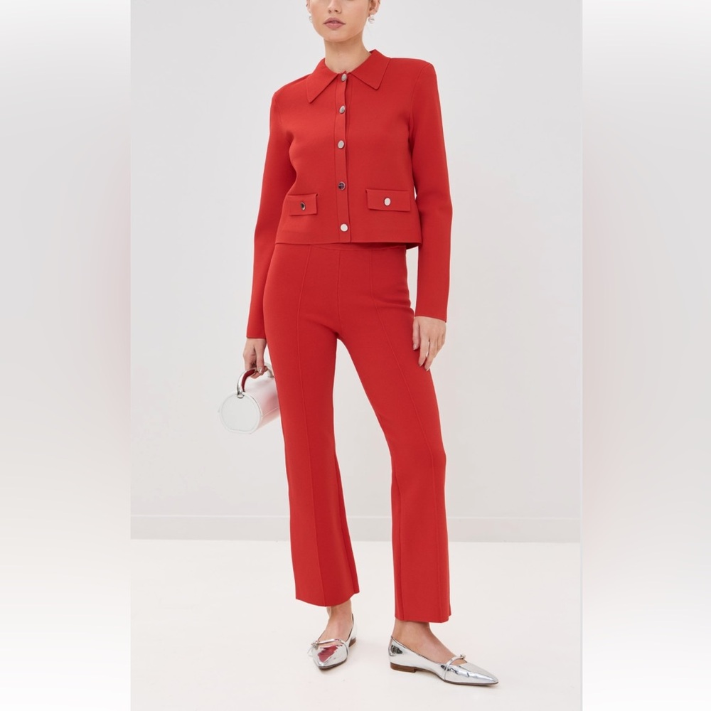 Veronica Beard women’s Bray Knit Crop Pants size medium poppy color